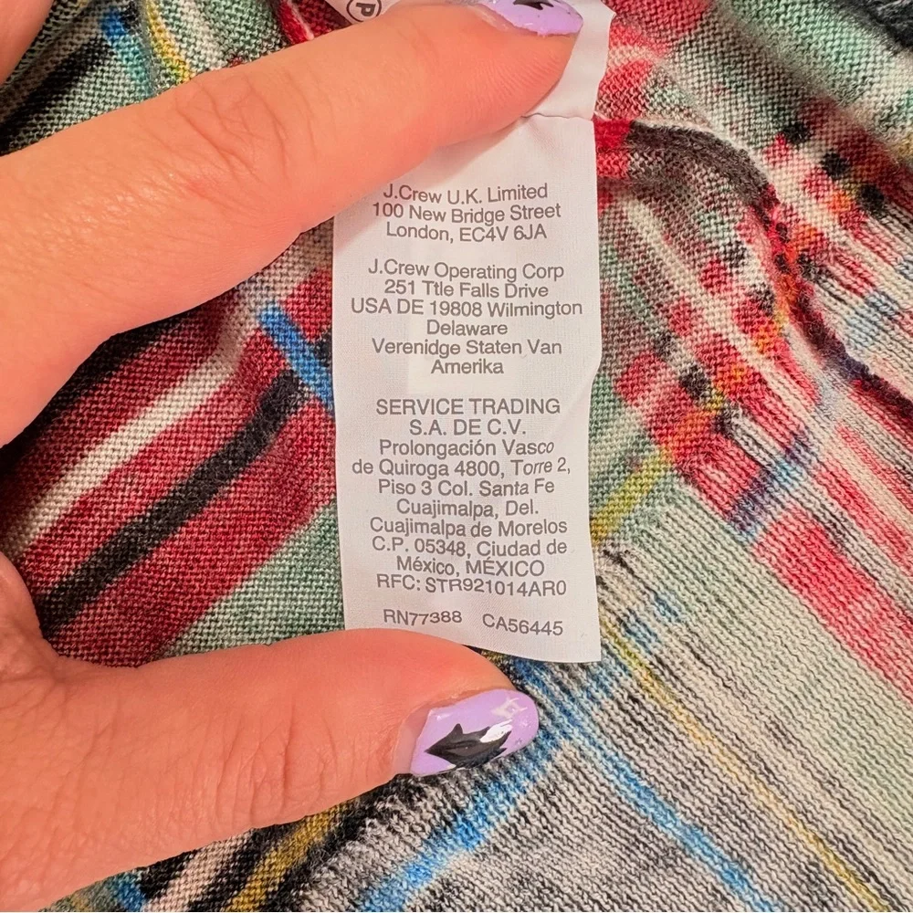 J. Crew Plaid Long Sleeve Top - Black, Red, Green - Picture 8 of 8